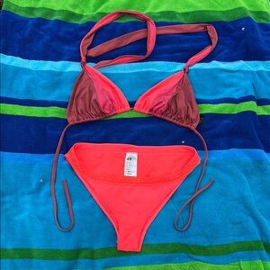 Vibrant Pink and Red Bikini Set